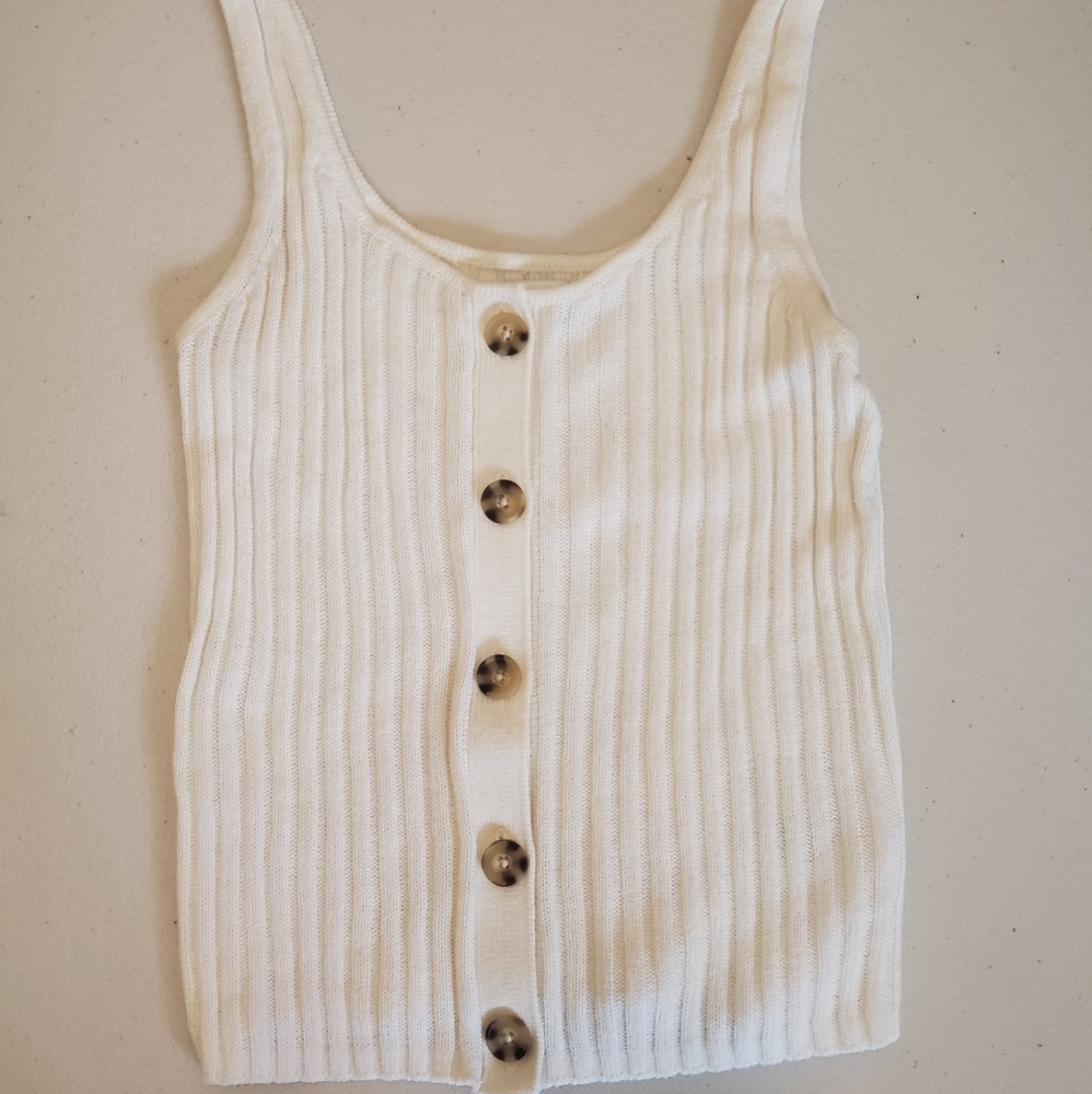 American Eagle Ribbed Button Sweater Tank